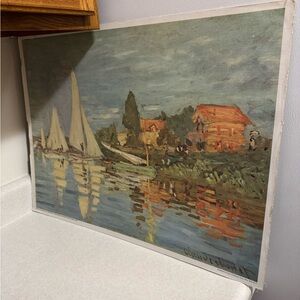 Monet Boats Regatta Monet Blue Green Impressionist Painting Ideal Marketing Co